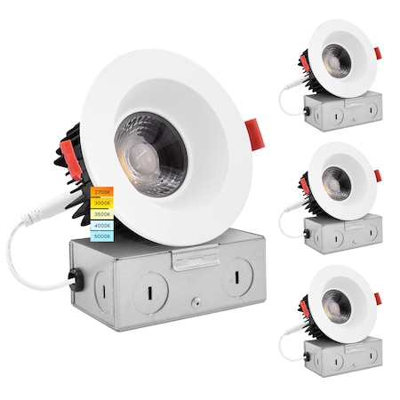 Luxrite 4 Inch LED Recessed Downlights 5 CCT Selectable 2700K-5000K 15W 1100LM Dimmable 4-Pack LR24950 LR24952-4PK